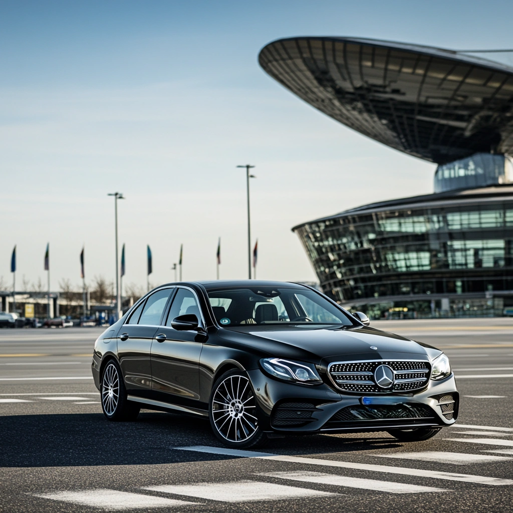Chauffeur-driven Mercedes E-Class at Berlin airport